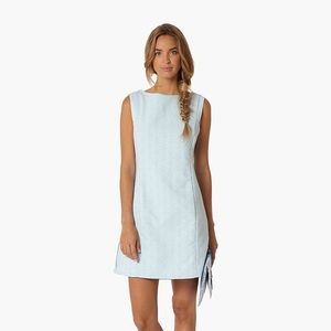 Pastel blue shift sleeveless dress
